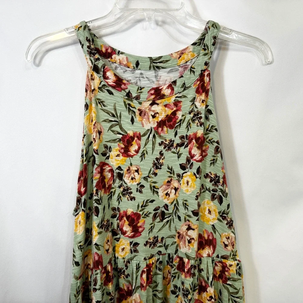 Torrid Super Soft Plus Size 3X Tank Top Green Floral Tiered Babydoll Swing 467 - Picture 5 of 10